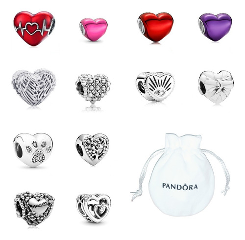 Charms Pandora Hearts .925 Original Incluye Bolsa Cubrepolvo