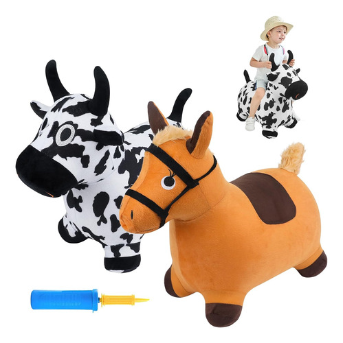Bouncy Hopper - Vaca Y Caballo 2 Piezas, Inflable Para Pasea