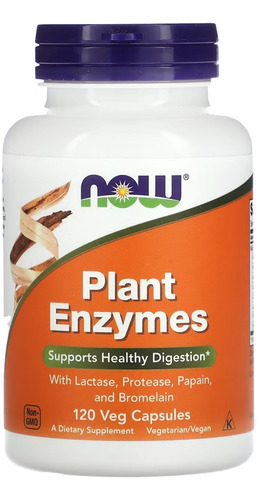 Enzimas Digestivas Now Foods Plant Enzymes 120 Veg Caps Sabor Sem sabor