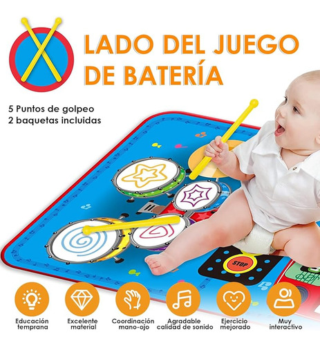 Piano Musical Para Niños 2-en-1 Con Tambor
