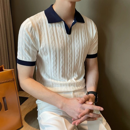 Polo De Hombre Con Textura De Jacquard Elástico