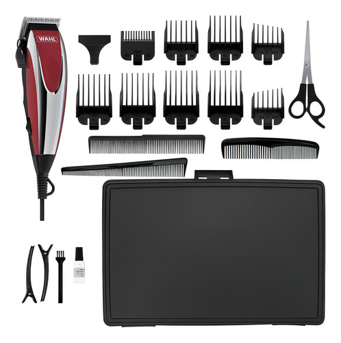 Maquina De Cortar Pelo Wahl Homecut 20 Piezas Estuche Rígido Color Negro/Rojo