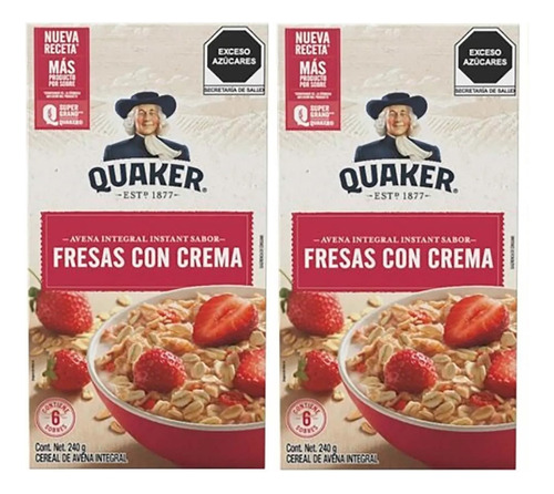 2 Avena Quaker Instantánea Fresa 240g