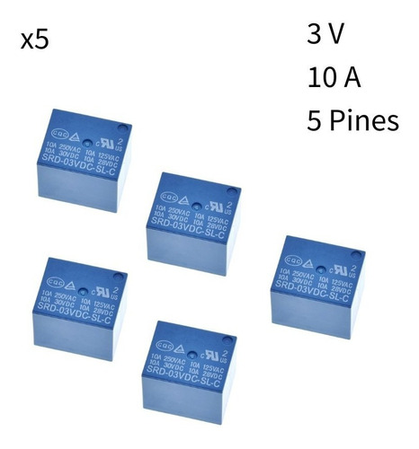 Relé 3 V 10 A Pcb 5 Pines Power Relay Srd-03vdc-sl-c Kit-5