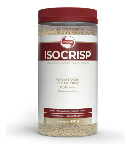 Kit 2x: Isocrisp Whey Em Crispies Sabor Neutro Vitafor 450g