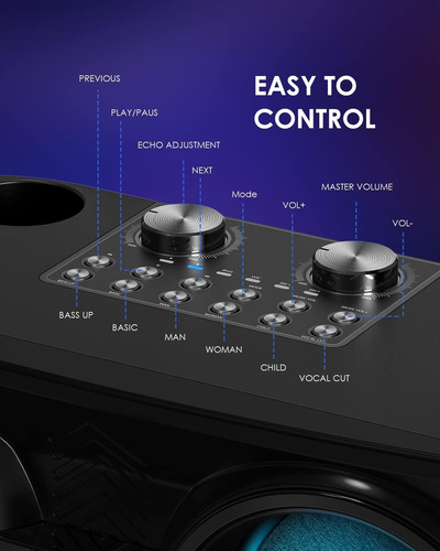 Máquina De Karaoke Con 2 Micrófonos Inalámbricos Uhf Para Ad