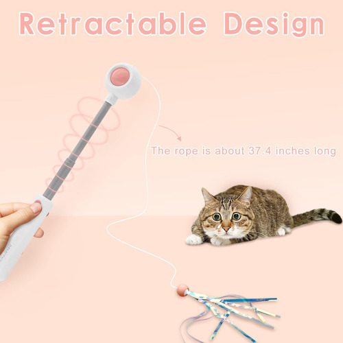 Andiker Cat Teaser Stick, Varita De Gato Retráctil Con Cabez