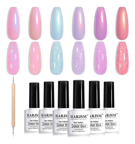 Rarjsm Pearlescent - Juego De Esmaltes De Uñas De Gel Con Pu