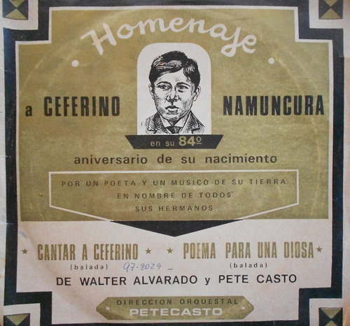 Homenaje A Ceferino Namuncurá Simple Vinilo Arg Ex