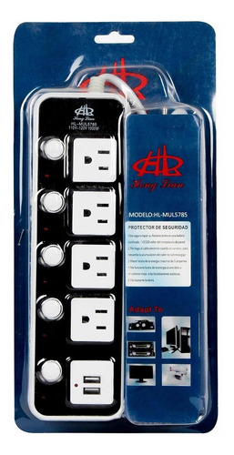 Multicontacto Con 4 Contactos Y 2 Puerto Usb Mul5785 Negro