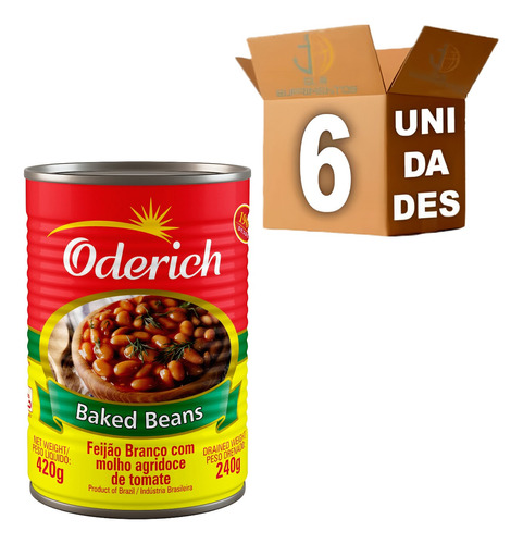 Kit 6 Baked Beans Feijão Branco Molho Agridoce Oderich