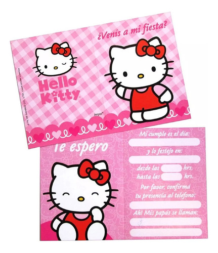 Pack 10 Invitaciones Cumple Hello Kitty Original Cotillón