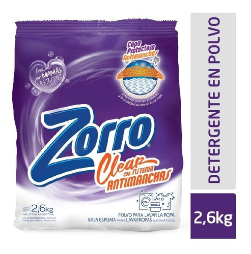 Detergente Polvo Zorro Clear Be 2,6kg