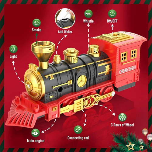 Wnn Set De Tren Navideño Con Humo, Luces Y Sonido