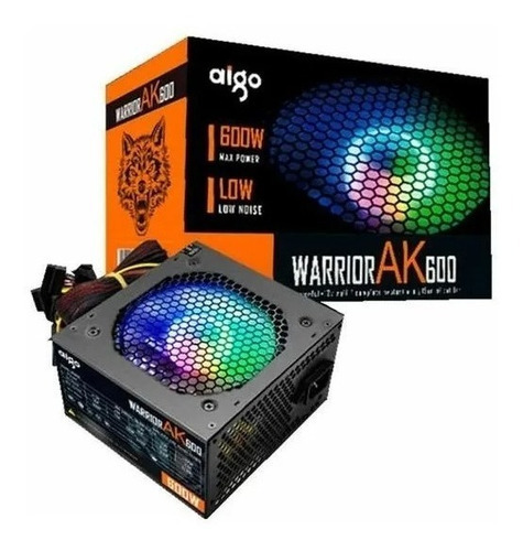 Fonte Gamer Aigo Atx Ak600 600w Real Pfc Ativo Rgb 220v Cor Preto