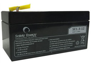 Batería De Gel Recargable Safety Energy 12v 1,3ah 59mm