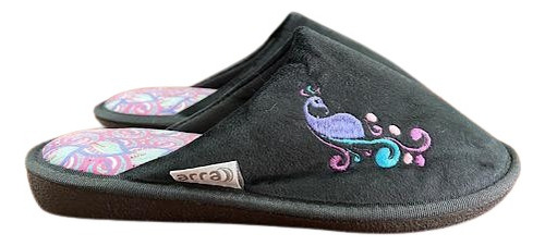 Pantufla Dama Negro Y Lila