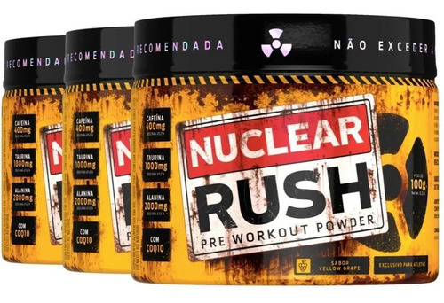 Kit 3 X Nuclear Rush 100g 1 Limao 1 Morango 1 Guarana