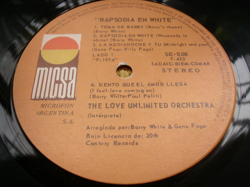 The Love Unlimited Orchestra / Rhapsody In White - Lp Vinilo (Usado)