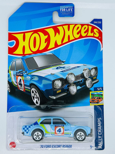 Hot Wheels  - Ford Escort Rs 70 - Rally Champs - Azul - Bue.