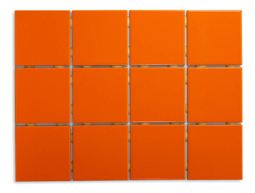 Azulejo 10x10 Naranja Brillante En Malla Revestimiento Naranja