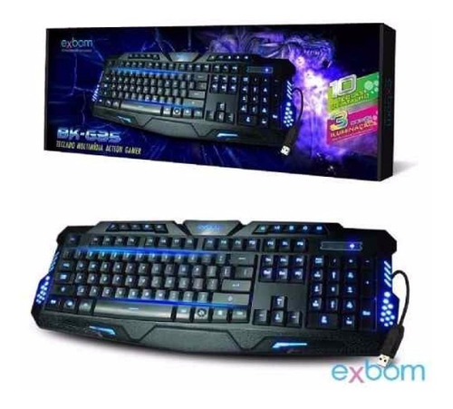 Teclado Gamer Multimídia Luminoso Usb Abnt2 Syc Bk-g35