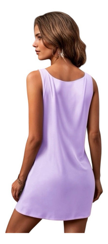 Vestido Casual Básico Corto Cuello Redondo Sin Mangas #224