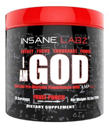 Pre Entreno I Am God Insane Labz 25 Servicios Sabor Fruit punch