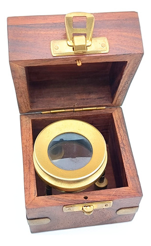 Lupa Cartografica Antigua De Bronce (caja Madera) - Nautico (Usado)