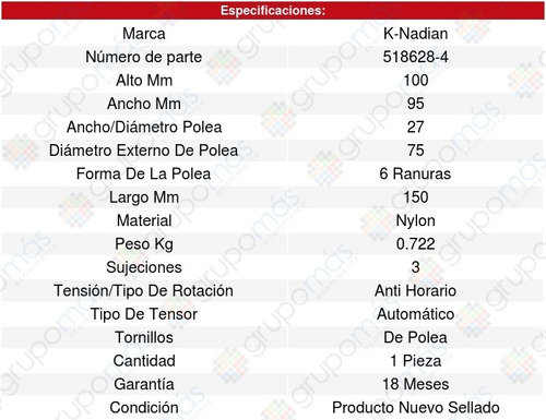 Tensor Accesorios Yukon 8cil 5.3l 85/87 K-nadian 8579876