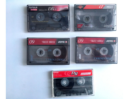 Lote De 5 Cassettes Audio Tdk Basf Fuji 60 Minutos En Caja