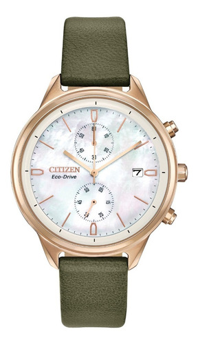 Citizen Chandler Olive Green Fb2008-01d ........... Dcmstore Color de la correa Verde Color del bisel Oro rosa Color del fondo Madre Perla 61124