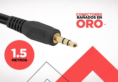 Imagen 4 de 10 de Cable Rca Miniplug Audio Auxiliar Macho 3,5 Mm 1.5 Mts 2x1