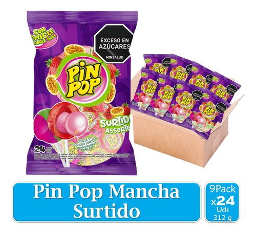 Chupete Pin Pop Surtido 9 Paquetes - Unidad a $4954