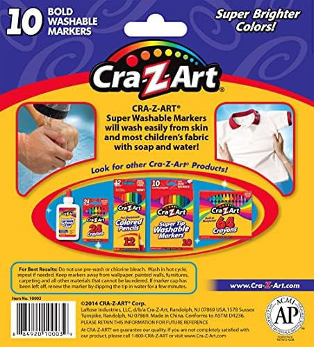 10 Marcadores Lavables De 10 Colores Cra-z-art