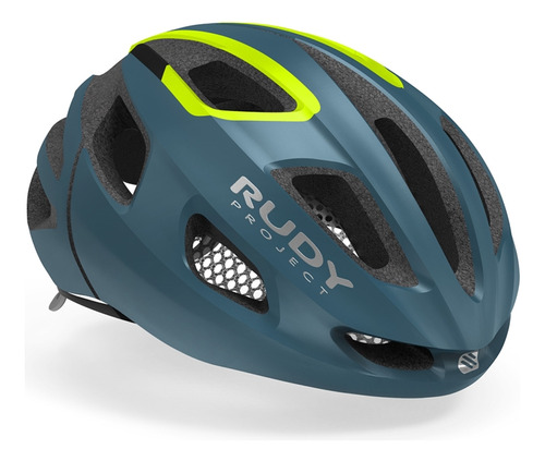 Casco De Ciclismo Rudy Project Strym Blue-yellow Fluo Mate Talla S/m