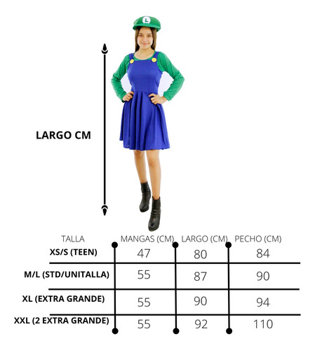 Imagen 2 de 10 de Disfraz Luigi Mario Bros Dama