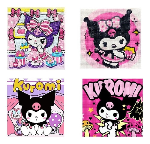 K 4 Piezas Pintura De Diamantes Cuadros Decor Kitty/kuromi