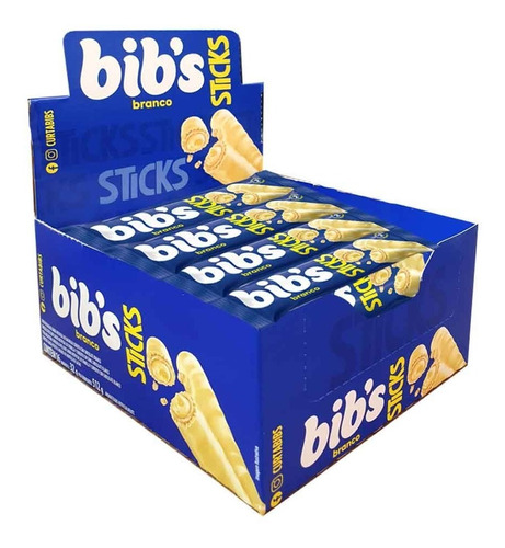 Bibs Sticks Chocolate Branco Caixa C/16un De 32g Cada