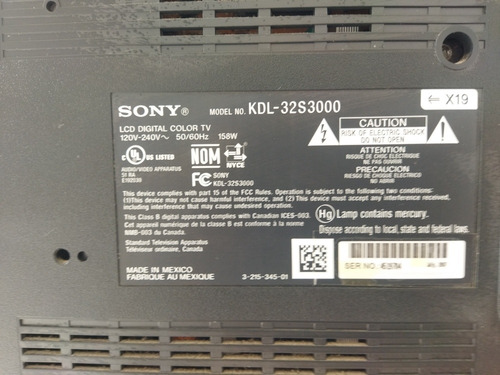 Imagen 3 de 3 de Televisor Sony Bravia Pantalla Plana De 32 (quemada)
