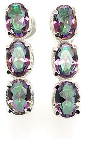 Magnifico 25ct Mystic Topaz 925 Solido Plata De Ley 3stone