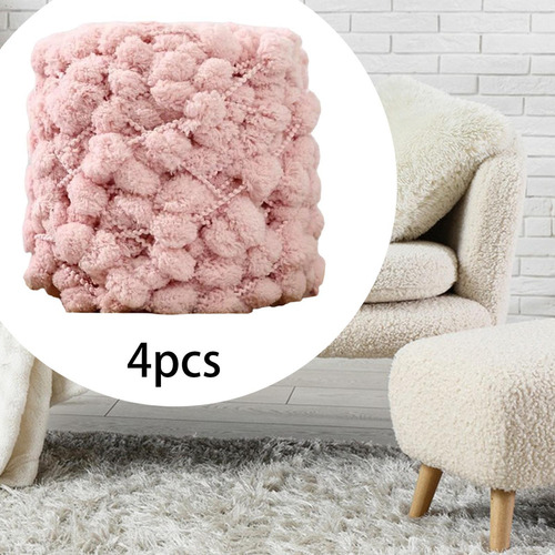 - Hilo Grueso De Pompón, 4 Bolas, Cómodo Para Tejer A Rosa