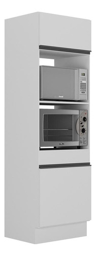 Paneleiro 2p 63cm P/ Forno E Micro Veneza Multimóveis V2116 Cor Branco/Preto