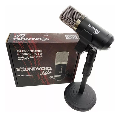 Microfone Condensador Top Live Podcast Youtuber + Suporte
