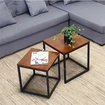 Comprar Mesas De Centro Doble, Ratona, Herreria Y Madera, Industrial