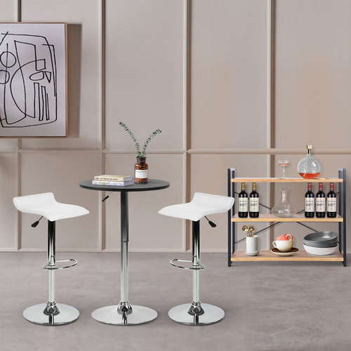 Set de 2 Bancos Modernos Blancos Giratorios 360° Altura Ajustable Homemake Furniture