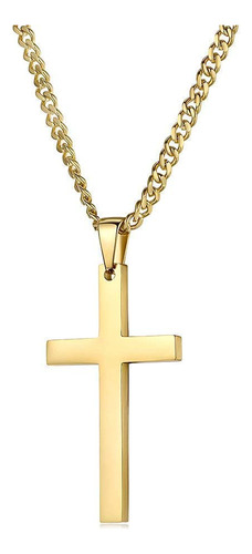 Joyeria Remachadora 24k Cadena De Oro Estilo Cruz Colgante