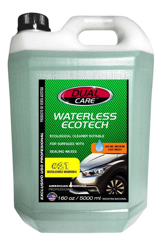 Imagen 1 de 10 de Limpiador Waterless Ecotech Apto Acrilico Para Autos 5l