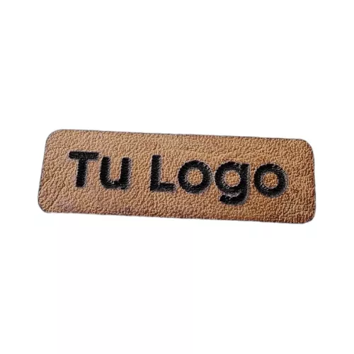 Etiquetas Cuero Pu Personalizadas Con Logo 2cm X 100u