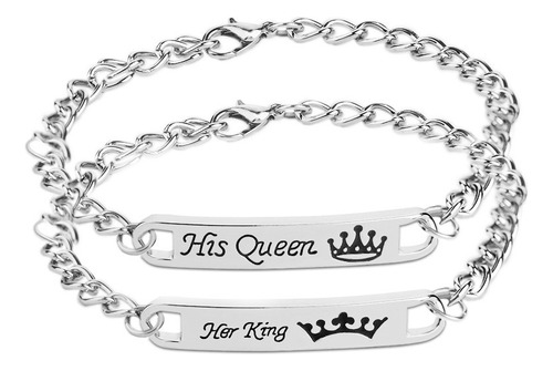 Pulsera Brazalete De Pareja Letras Grabadas Queen King